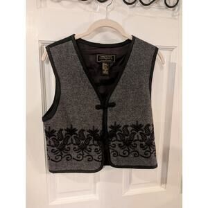 EXPRESS | Vintage Marque Deposée Grey Embroidered Wool Cotton Vest | XS